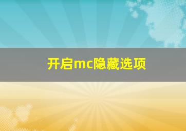 开启mc隐藏选项