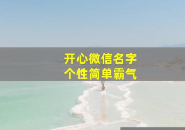 开心微信名字个性简单霸气