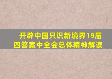 开辟中国只识新境界19届四答案中全会总体精神解读