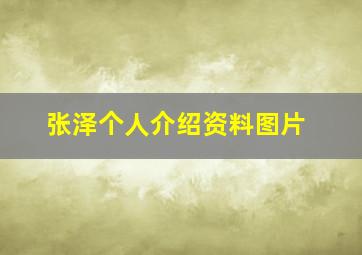 张泽个人介绍资料图片