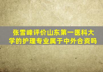 张雪峰评价山东第一医科大学的护理专业属于中外合资吗