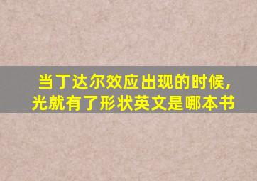 当丁达尔效应出现的时候,光就有了形状英文是哪本书