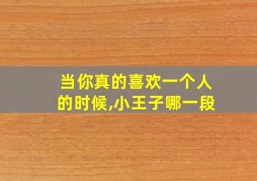 当你真的喜欢一个人的时候,小王子哪一段