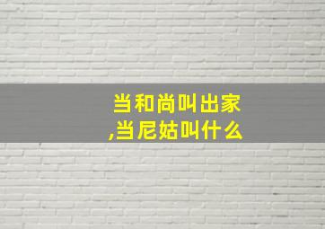 当和尚叫出家,当尼姑叫什么