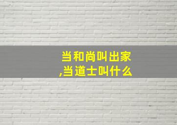 当和尚叫出家,当道士叫什么