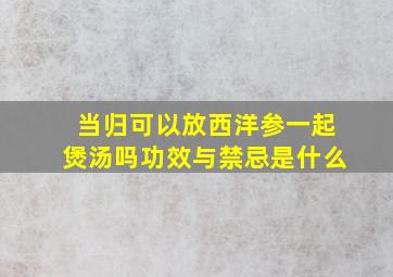 当归可以放西洋参一起煲汤吗功效与禁忌是什么