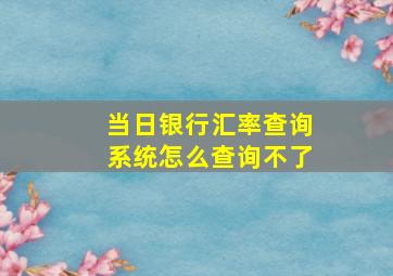 当日银行汇率查询系统怎么查询不了