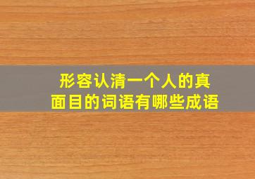 形容认清一个人的真面目的词语有哪些成语