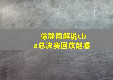 徐静雨解说cba总决赛回放赵睿