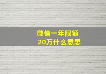 微信一年限额20万什么意思