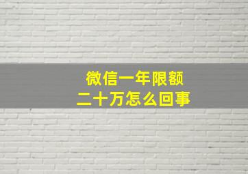 微信一年限额二十万怎么回事