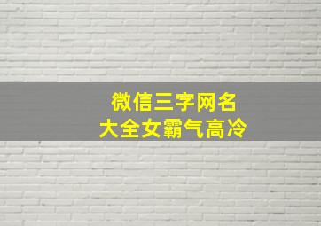 微信三字网名大全女霸气高冷