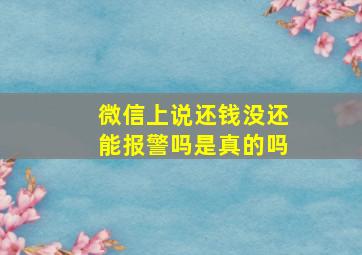 微信上说还钱没还能报警吗是真的吗