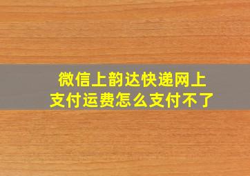 微信上韵达快递网上支付运费怎么支付不了