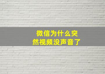 微信为什么突然视频没声音了