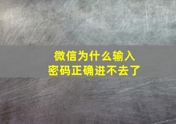 微信为什么输入密码正确进不去了