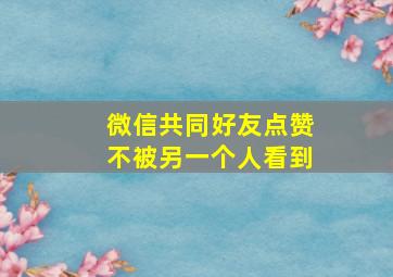 微信共同好友点赞不被另一个人看到