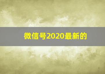 微信号2020最新的