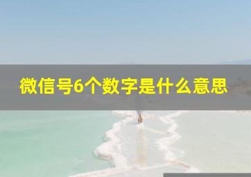 微信号6个数字是什么意思