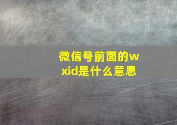 微信号前面的wxid是什么意思