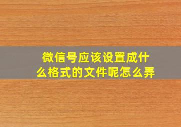 微信号应该设置成什么格式的文件呢怎么弄