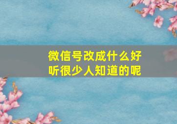 微信号改成什么好听很少人知道的呢