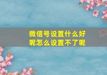 微信号设置什么好呢怎么设置不了呢