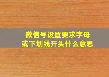 微信号设置要求字母或下划线开头什么意思