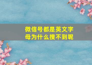 微信号都是英文字母为什么搜不到呢