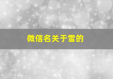 微信名关于雪的