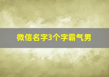 微信名字3个字霸气男