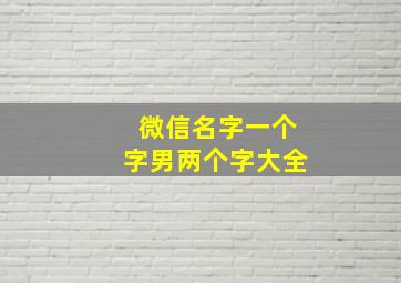 微信名字一个字男两个字大全