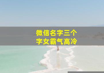 微信名字三个字女霸气高冷