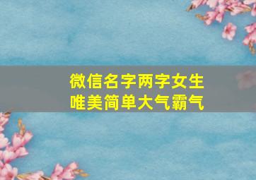 微信名字两字女生唯美简单大气霸气