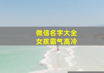 微信名字大全女孩霸气高冷