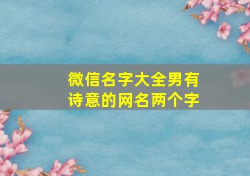 微信名字大全男有诗意的网名两个字