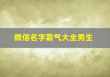 微信名字霸气大全男生