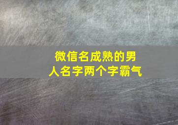 微信名成熟的男人名字两个字霸气