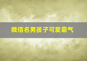 微信名男孩子可爱霸气