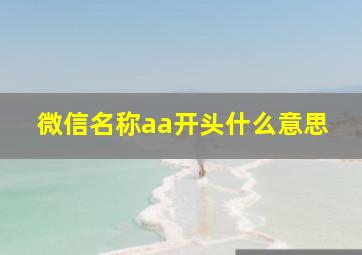 微信名称aa开头什么意思