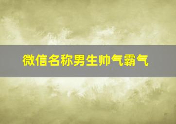 微信名称男生帅气霸气