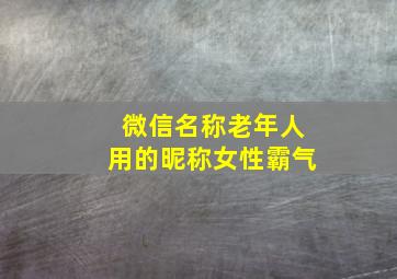 微信名称老年人用的昵称女性霸气