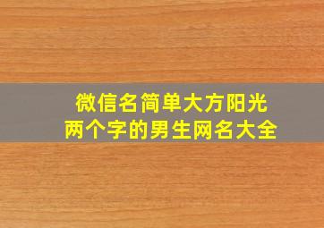 微信名简单大方阳光两个字的男生网名大全