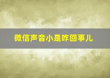 微信声音小是咋回事儿