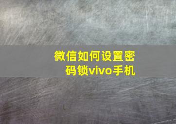 微信如何设置密码锁vivo手机