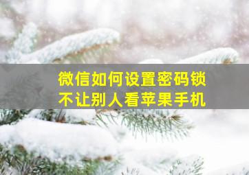 微信如何设置密码锁不让别人看苹果手机