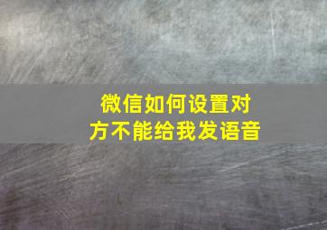 微信如何设置对方不能给我发语音