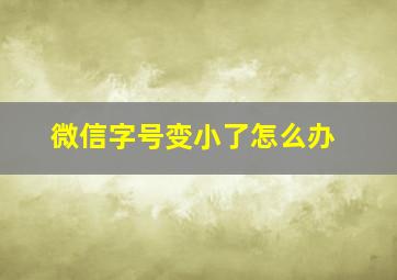 微信字号变小了怎么办