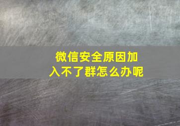 微信安全原因加入不了群怎么办呢