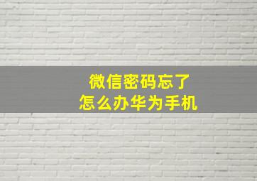 微信密码忘了怎么办华为手机